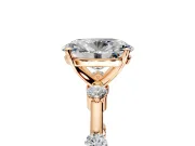 Solitaire Engagement Ring Setting for Oval Center with Bezel Station Band and Prong Head in Rose Gold