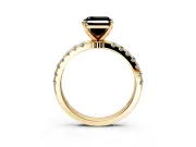 Open Basket Engagement Ring Setting for Fancy Black Asscher Cut Center with Pave Band and Prong Head in Yellow Gold
