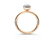 Low-Set Solitaire Engagement Ring Setting for Radiant Cut Center with Thin Plain Band and Prong Head in Rose Gold