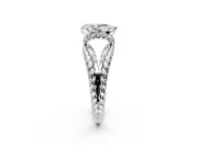 Halo Engagement Ring Setting for Pear-Shaped Center with Rope Twist Split Shank and Prong Head in Platinum