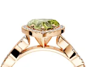 Halo Engagement Ring Setting for Fancy Yellow Heart-Shaped Center with Pave and Plain Twist Band and Prong Head in Rose Gold