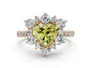 Floral Halo Engagement Ring Setting for Fancy Yellow Heart-Shaped Center with Pave Accents and Prong Head in Rose Gold