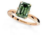 Solitaire Engagement Ring Setting for Fancy Green Emerald Cut Center with Plain Band and Tulip Prong Head in Rose Gold