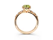 Solitaire Engagement Ring Setting for Fancy Yellow Round Cut Center with Trailing Leaf Accent Band and Prong Head in Rose Gold