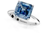 Solitaire Engagement Ring Setting for Fancy Blue Asscher Cut Center with Knife Ridge Band and Claw Prong Head in Sterling Silver