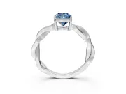 Solitaire Engagement Ring Setting for Fancy Blue Cushion Cut Center with Twisted Pave Band and Prong Head in Platinum