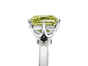 Solitaire Engagement Ring Setting for Fancy Yellow Asscher Cut Center with Plain Band and Tulip Prong Head in White Gold