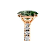 Solitaire Engagement Ring Setting for Fancy Green Oval Center with Large Accent Band and Prong Head in Rose Gold