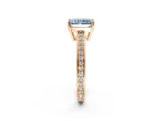 Solitaire Engagement Ring Setting for Fancy Blue Radiant Cut Center with Channel-Set Accent Band and Prong Head in Rose Gold