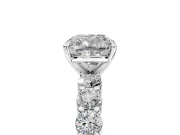 Shared-Prong Engagement Ring Setting for Cushion Cut Center with Graduated Accents and Prong Head in Sterling Silver