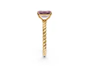 Solitaire Engagement Ring Setting for Fancy Pink Emerald Cut Center with Plain Twisted Rope Band and Prong Head in Yellow Gold