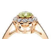 Floral Halo Engagement Ring Setting for Fancy Yellow Pear-Shaped Center with Large Halo Accents and Prong Head in Rose Gold