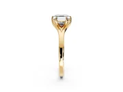 Solitaire Engagement Ring Setting for Asscher Cut Center with Plain Split Shank and Prong Head in Yellow Gold