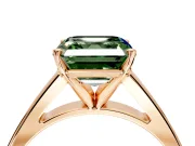 Solitaire Engagement Ring Setting for Fancy Green Asscher Cut Center with Tapered Split Shoulders and Prong Head in Rose Gold