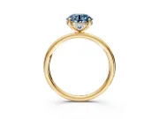 Solitaire Engagement Ring Setting for Fancy Blue Round Cut Center with Plain Band, Open Basket and Prong Head in Yellow Gold