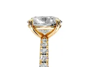 Solitaire Engagement Ring Setting for Oval Center with Fine Pave Narrow Band and Prong Head in Yellow Gold