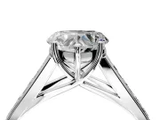 Solitaire Engagement Ring Setting for Heart-Shaped Center with Cathedral Channel Band and Prong Head in Platinum