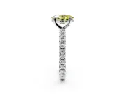 Solitaire Engagement Ring Setting for Fancy Yellow Oval Center with Shared-Prong Accents and Prong Head in Platinum