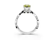 Solitaire Engagement Ring Setting for Fancy Yellow Emerald Cut Center with Accented Twist Band and Leaf Prong Head in Platinum