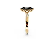 Side Accent Engagement Ring Setting for Fancy Black Marquise Center with Accent Shoulders and Prong Head in Yellow Gold