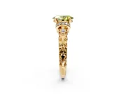 Solitaire Engagement Ring Setting for Fancy Yellow Oval Center with Filigree Band and Prong Head in Yellow Gold