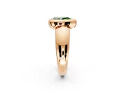 Solitaire Engagement Ring Setting for Fancy Green Pear-Shaped Center with Wide Band and Bezel Head in Rose Gold