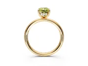 Hidden Halo Engagement Ring Setting for Fancy Yellow Radiant Cut Center with Thin Rounded Band and Prong Head in Yellow Gold