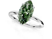Hidden Halo Engagement Ring Setting for Fancy Green Marquise Center with Thin Rounded Band and Prong Head in Platinum