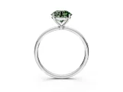 Solitaire Engagement Ring Setting for Fancy Green Round Cut Center with Straight Thin Band and Prong Head in Sterling Silver