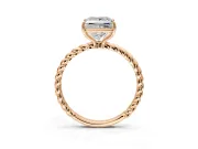 Solitaire Engagement Ring Setting for Princess Cut Center with Plain Twisted Rope Band and Prong Head in Rose Gold