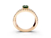 Solitaire Engagement Ring Setting for Fancy Green Emerald Cut Center with Wide-Open Split Shank and Prong Head in Rose Gold