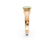 Solitaire Engagement Ring Setting for Fancy Yellow Princess Cut Center with Wide Band, Pave Collar and Prong Head in Rose Gold