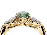 Cluster Engagement Ring Setting for Fancy Green Marquise Center with Round Cut Accent Frame and Prong Head in Yellow Gold