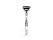 Solitaire Engagement Ring Setting for Fancy Black Princess Cut Center with Fine Pave Accents and Prong Head in White Gold