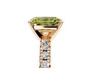 Solitaire Engagement Ring Setting for Fancy Yellow Emerald Cut Center with Large Accents and Prong Head in Rose Gold