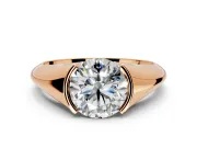 Tension Engagement Ring Setting for Round Cut Center with Wide Tapered Band and Tension Head in Rose Gold