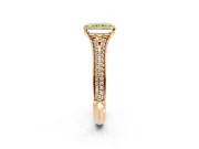Solitaire Engagement Ring Setting for Fancy Yellow Radiant Cut Center with Pave Rail Split Shank and Prong Head in Rose Gold