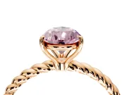 Solitaire Engagement Ring Setting for Fancy Pink Pear-Shaped Center with Plain Twisted Rope Band and Prong Head in Rose Gold