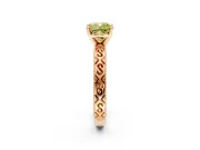 Solitaire Engagement Ring Setting for Fancy Yellow Cushion Cut Center with Scrollwork Band and Prong Head in Rose Gold