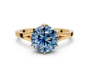 Solitaire Engagement Ring Setting for Fancy Blue Round Cut Center with Plain Split Shank and Prong Head in Yellow Gold