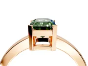 Solitaire Engagement Ring Setting for Fancy Green Emerald Cut Center with Plain Band and Flat Tab Prong Head in Rose Gold