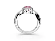 Halo Engagement Ring Setting for Fancy Pink Cushion Cut Center with Tapered Plain Band and Prong Head in White Gold