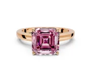Solitaire Engagement Ring Setting for Fancy Pink Asscher Cut Center with Basket Rail and Prong Head in Rose Gold