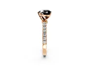 Open Basket Engagement Ring Setting for Fancy Black Heart-Shaped Center with Pave Band and Prong Head in Rose Gold