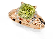 Solitaire Engagement Ring Setting for Fancy Yellow Cushion Cut Center with Filigree Accent Basket and Prong Head in Rose Gold