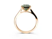 Solitaire Engagement Ring Setting for Fancy Green Princess Cut Center with Tapered Shoulders and Prong Head in Rose Gold