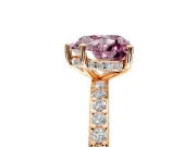 Solitaire Engagement Ring Setting for Fancy Pink Heart-Shaped Center with Fine Pave Band and Prong Head in Rose Gold