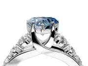 Solitaire Engagement Ring Setting for Fancy Blue Heart-Shaped Center with Graduated Shared Prongs and Prong Head in Platinum