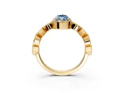 Milgrain Bezel Engagement Ring Setting for Fancy Blue Marquise Center with Marquise Stations and Bezel Head in Yellow Gold
