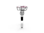 Leaf Engagement Ring Setting for Fancy Pink Marquise Center with Milgrain Accent Band and Prong Head in White Gold